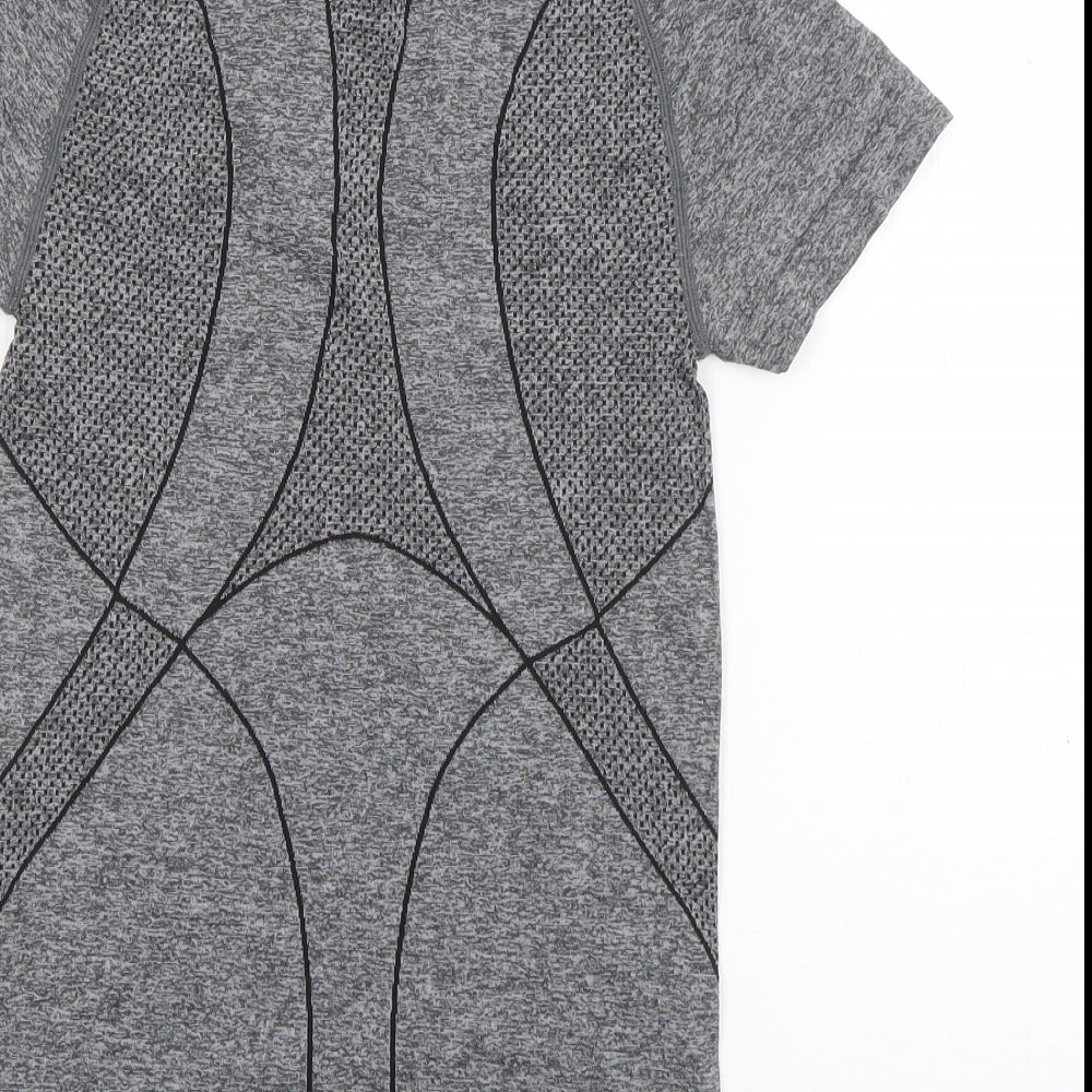 Workout Womens Grey Polyamide Basic T-Shirt Size 6 Round Neck