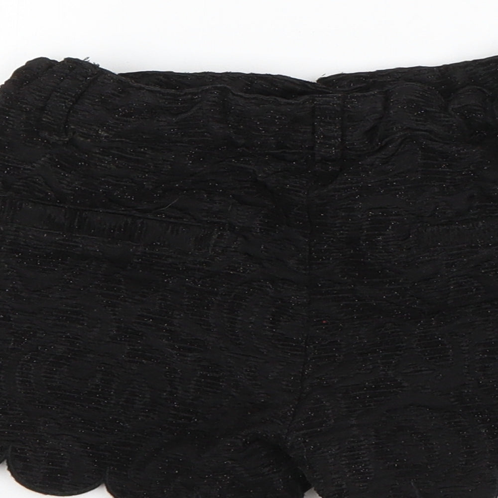 TU Girls Black Floral Polyester Chino Shorts Size 7 Years Regular Zip