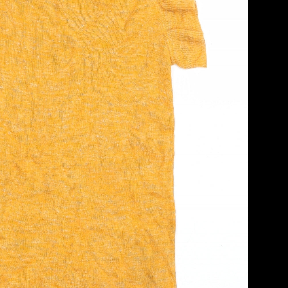 NEXT Womens Orange Linen Basic T-Shirt Size 8 Boat Neck