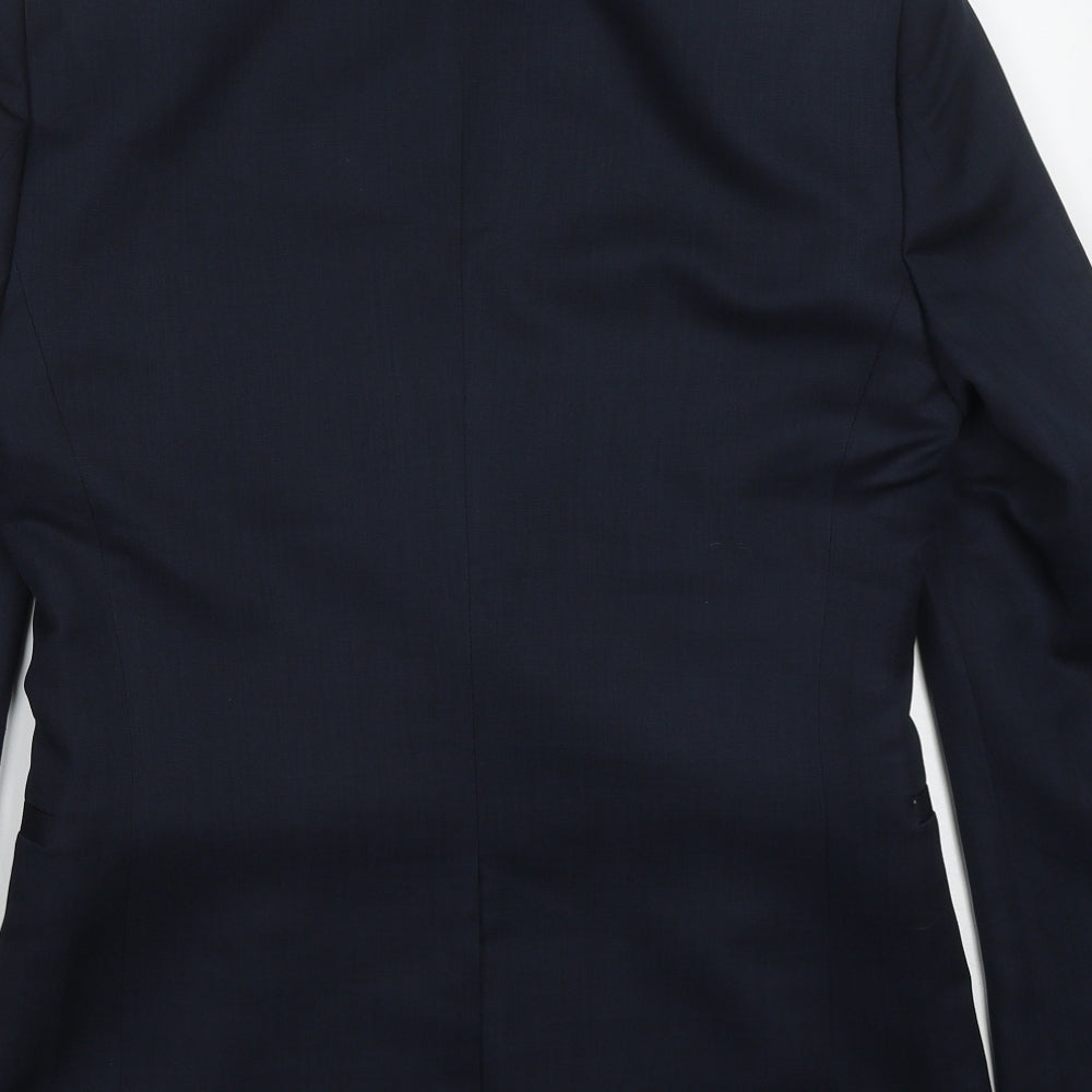 H&M Mens Blue Polyester Jacket Suit Jacket Size 36