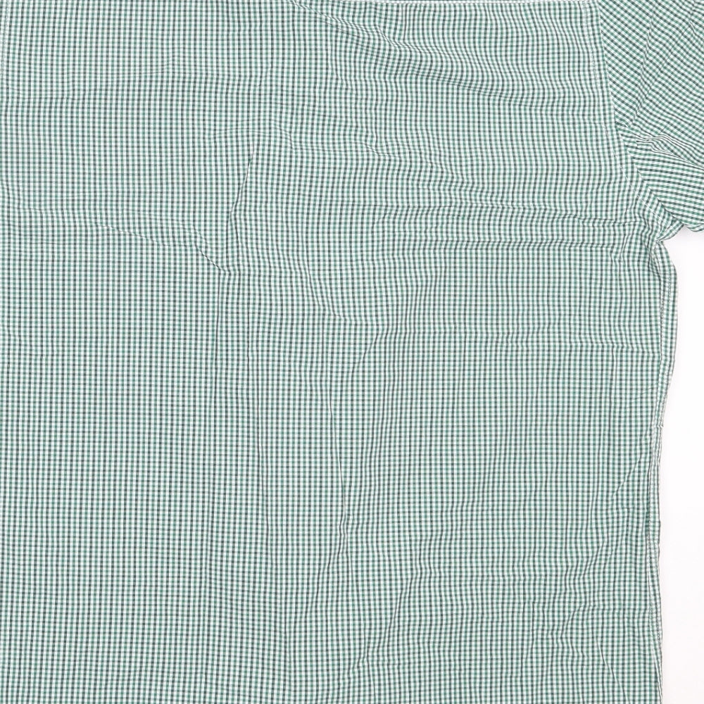 Dimensions Mens Green Check Cotton Button-Up Size 16 Collared