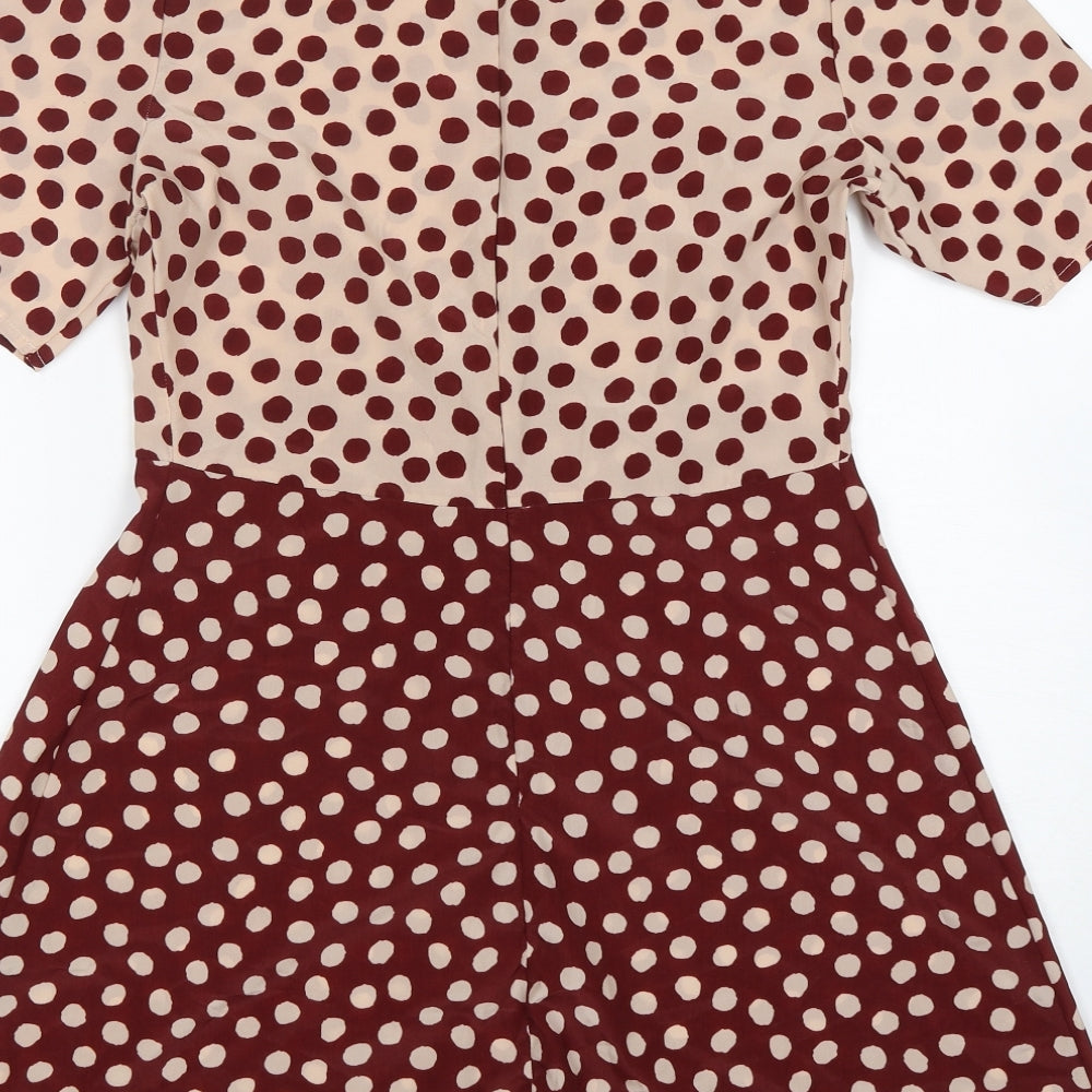 ASOS Womens Multicoloured Polka Dot Polyester A-Line Size 10 Round Neck