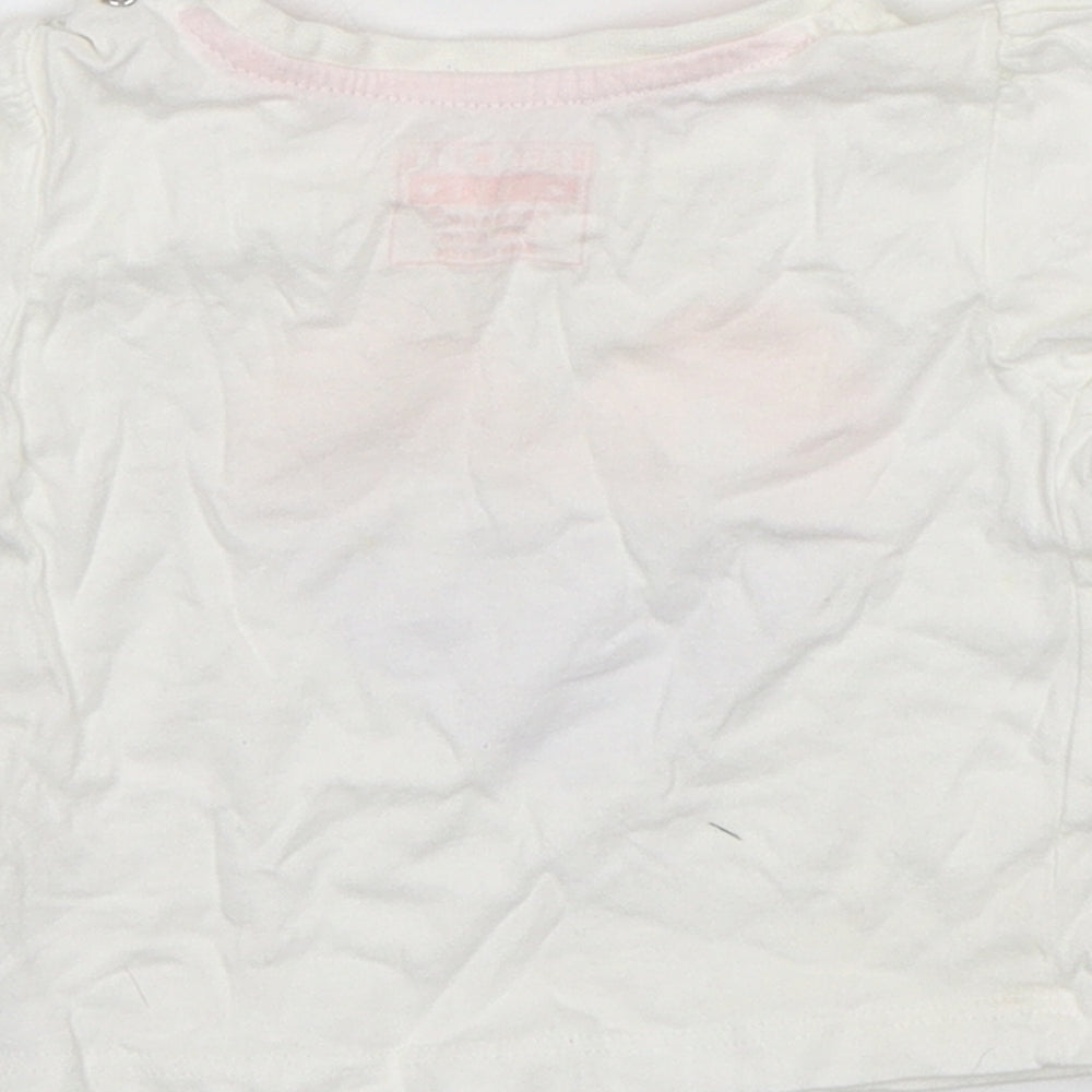 Primark Girls White Cotton Basic T-Shirt Size 3-6 Months Round Neck