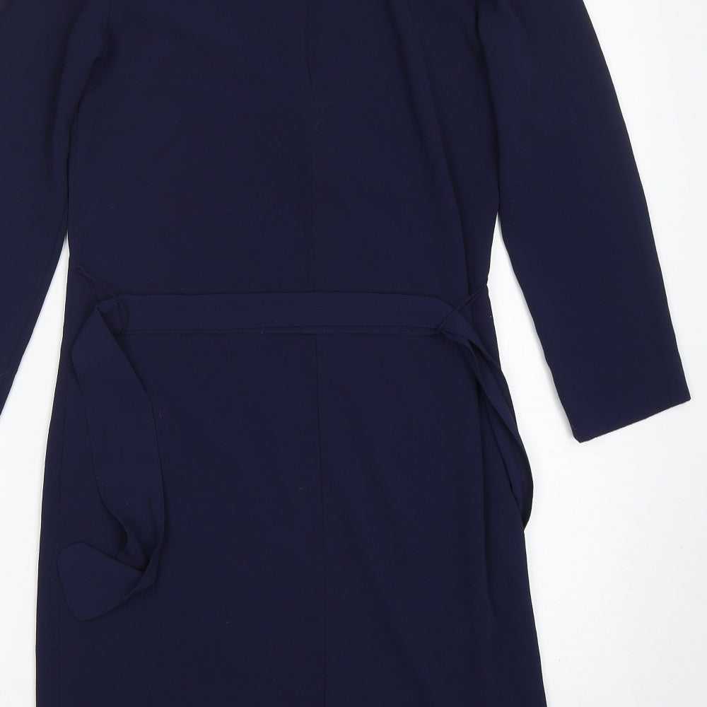 H&M Womens Blue Polyester Shift Size 6 Round Neck