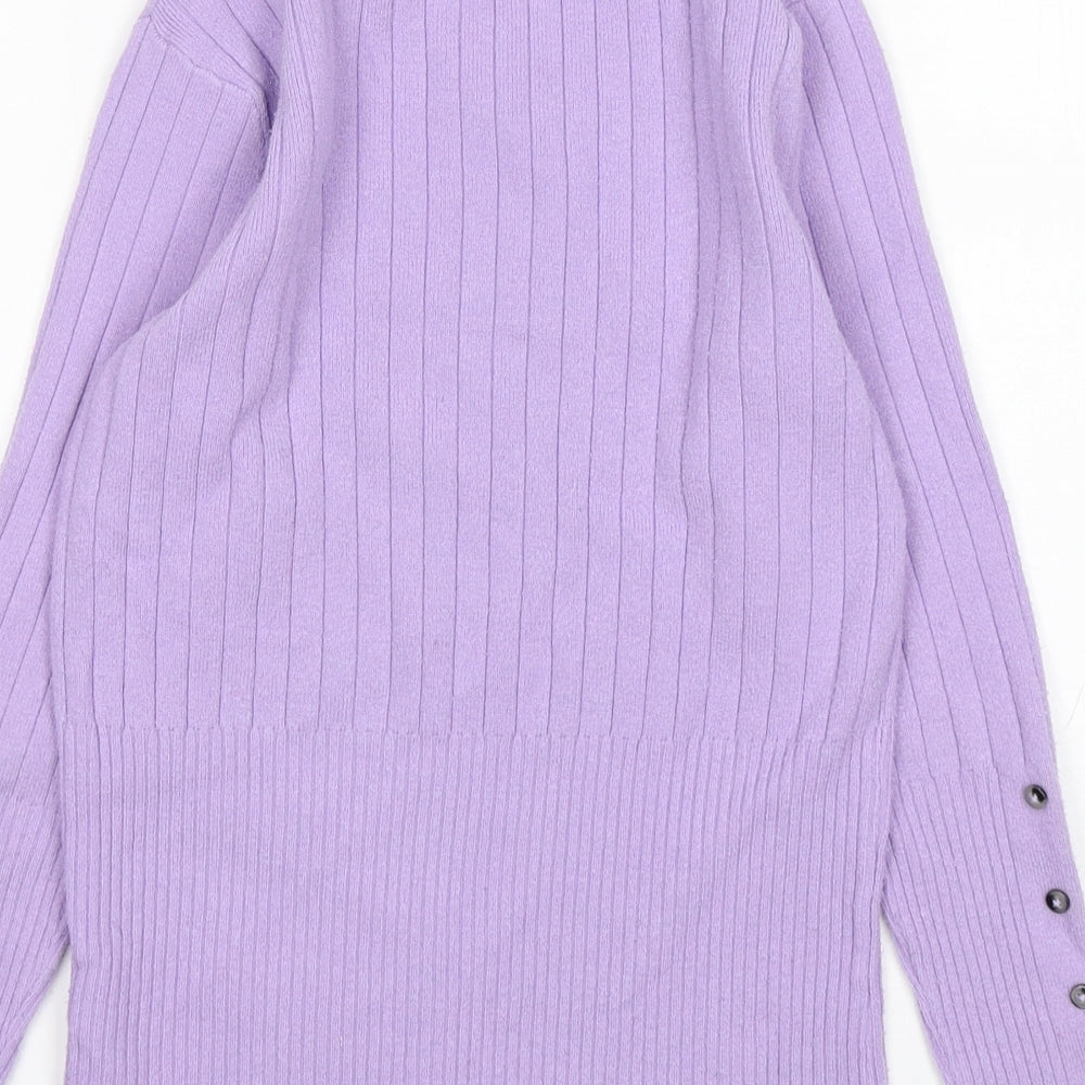 Marks & Spencer Womens Purple Mock Neck Viscose Pullover Jumper Size 10