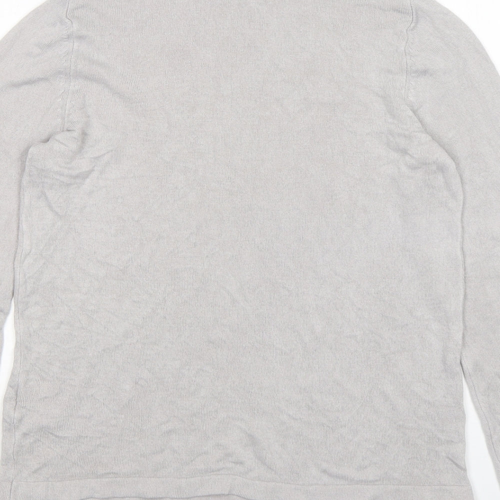 Marks & Spencer Womens Grey Mock Neck Acrylic Pullover Jumper Size 10
