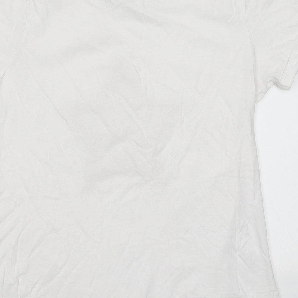 Paramour Womens White Cotton Basic T-Shirt Size 10 Crew Neck - Star Print