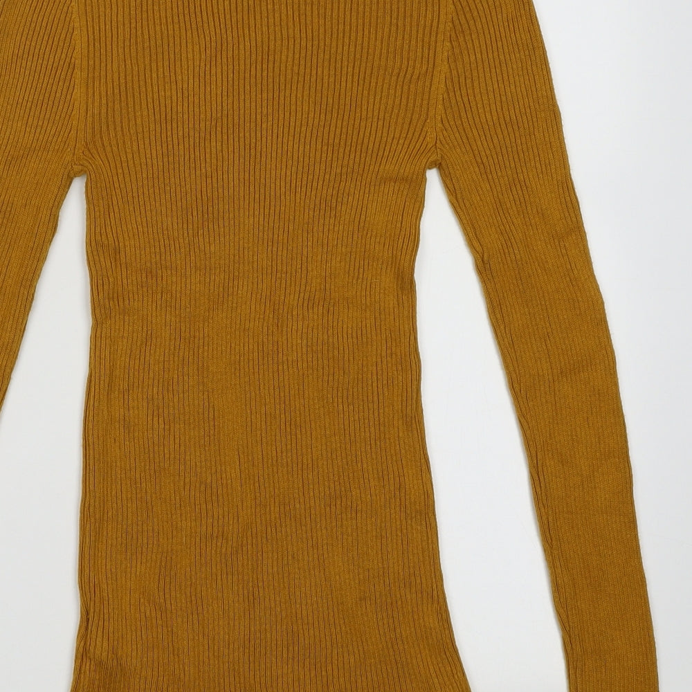 Topshop Womens Yellow Acrylic Pullover Sweatshirt Size S Pullover