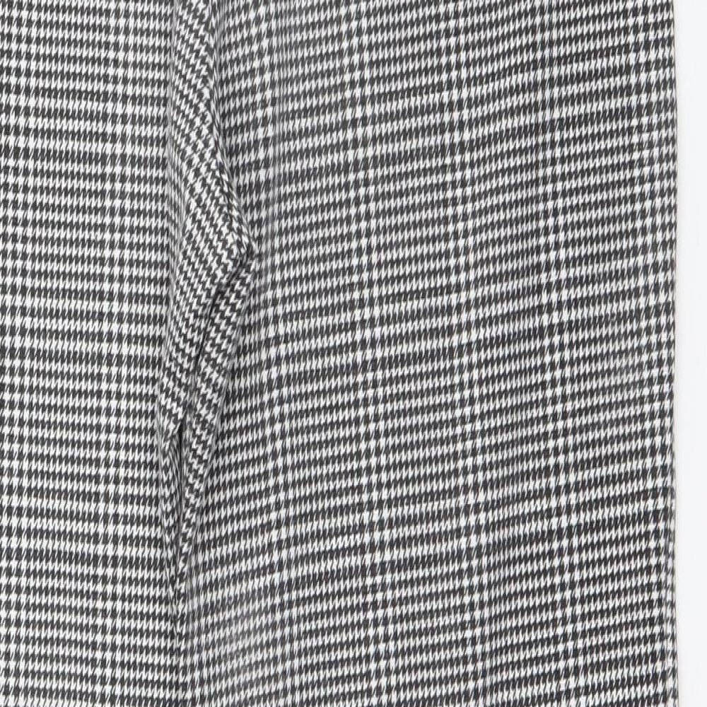 Boohoo Womens Black Houndstooth Polyester Trousers Size 8 L24 in Regular Zip