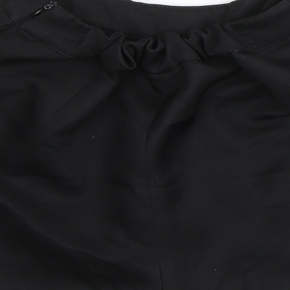 Preworn Womens Black Polyester Hot Pants Shorts Size S Regular Zip