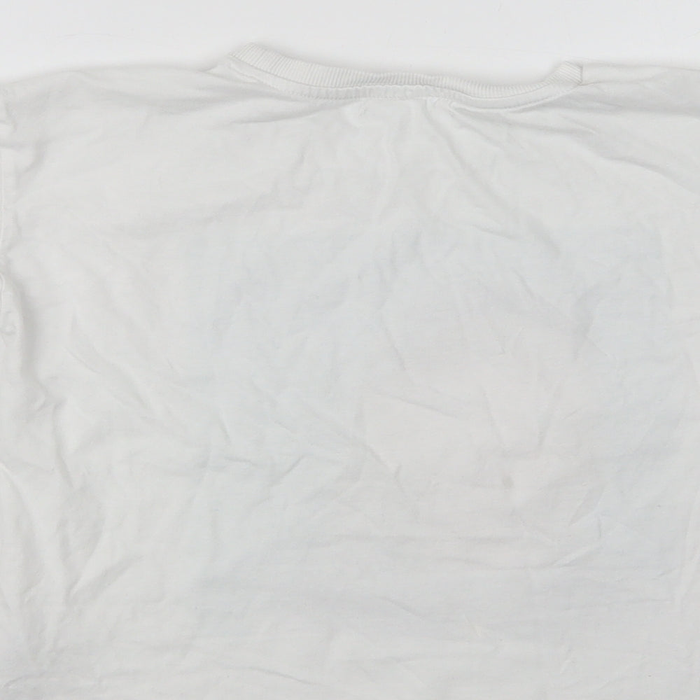 Marks & Spencer Girls White Cotton Basic Polo Size 8-9 Years Crew Neck