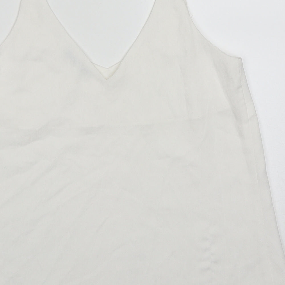 George Womens White Polyester Basic Tank Size 10 V-Neck