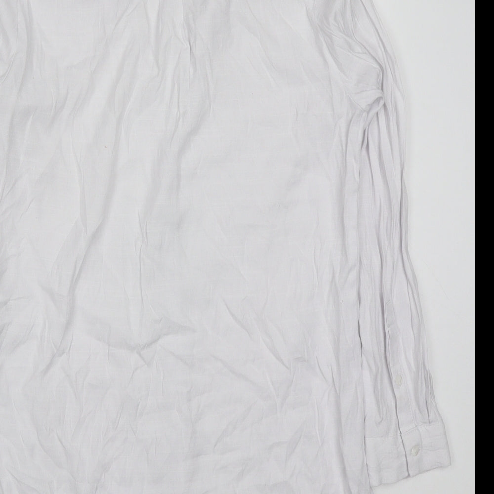 Viz A Viz Womens White Polyester Basic Button-Up Size S Collared