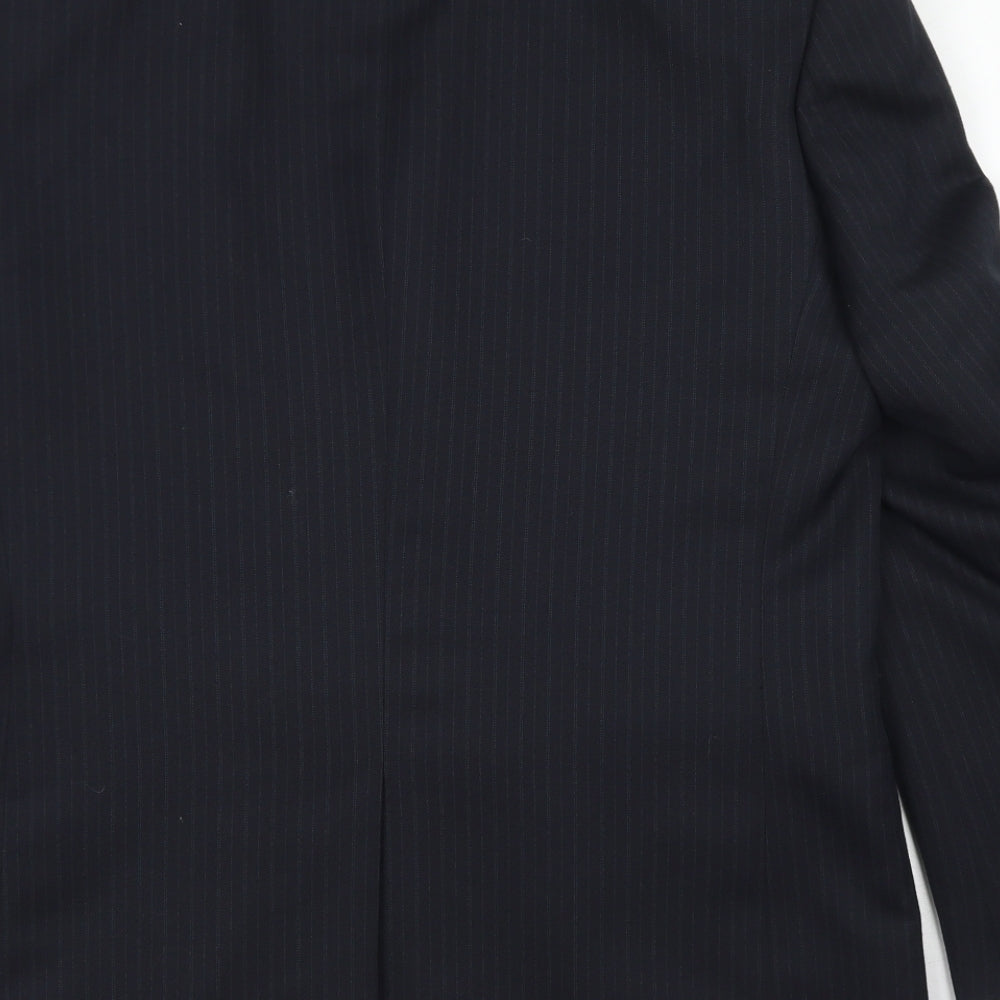 Pinstripe Mens Blue Striped Polyester Jacket Blazer Size 38