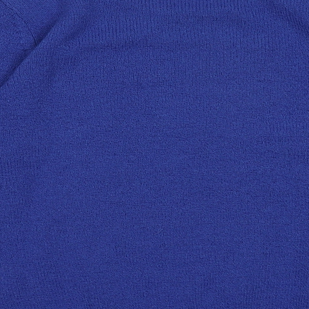 EWM Womens Blue Crew Neck Argyle/Diamond Acrylic Pullover Jumper Size S