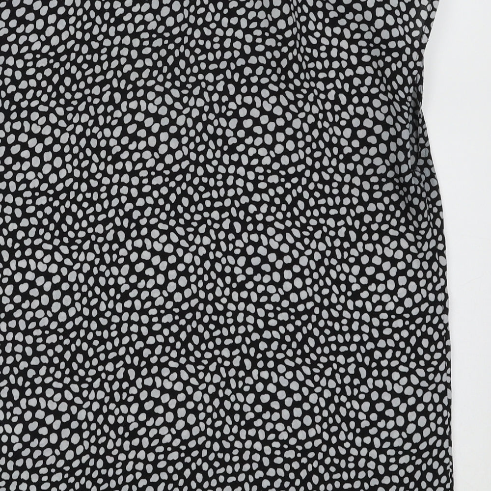 New Look Womens Black Animal Print Polyester Basic Tank Size 8 Crew Neck