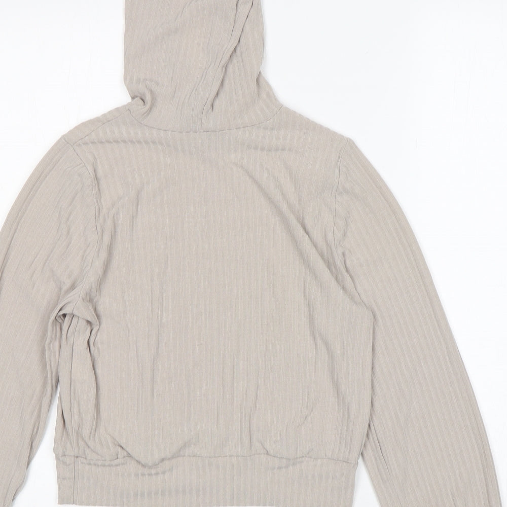New Look Womens Beige Polyester Pullover Hoodie Size S - Cropped