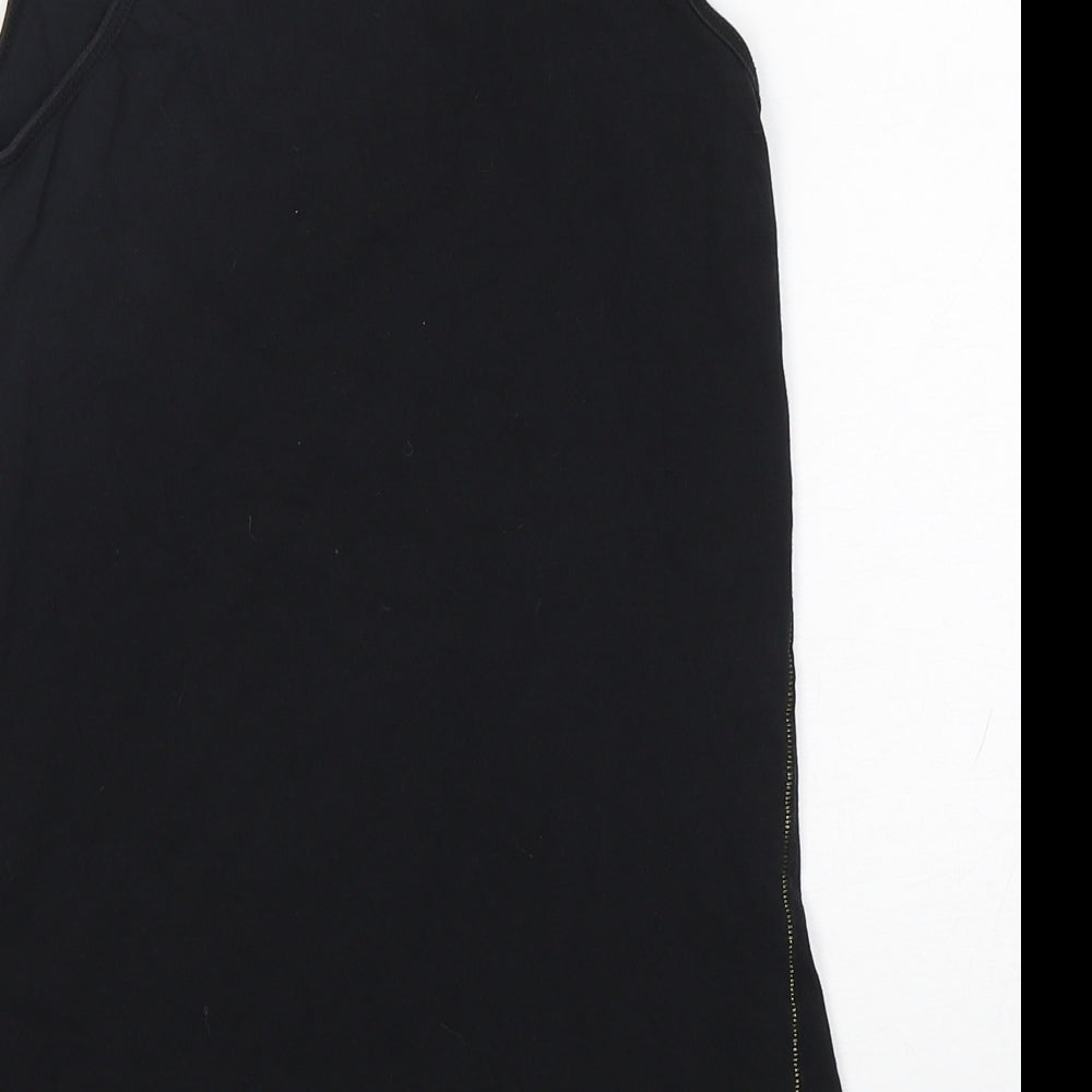 River Island Womens Black Animal Print Cotton Basic Tank Size 6 Round Neck