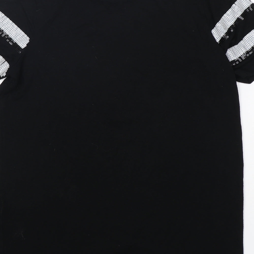 New Look Womens Black Viscose Basic T-Shirt Size 4 Round Neck