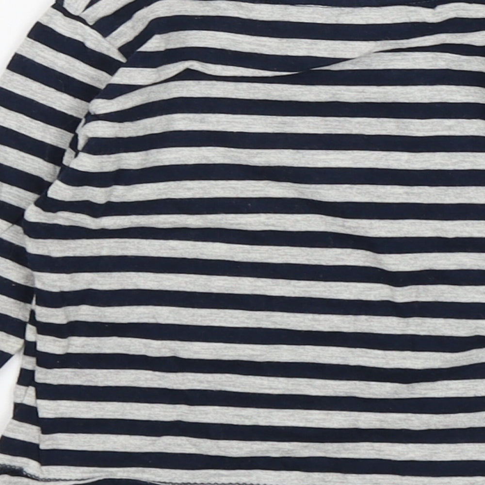 Next Boys Multicoloured Striped Cotton Basic T-Shirt Size 6-9 Months Round Neck
