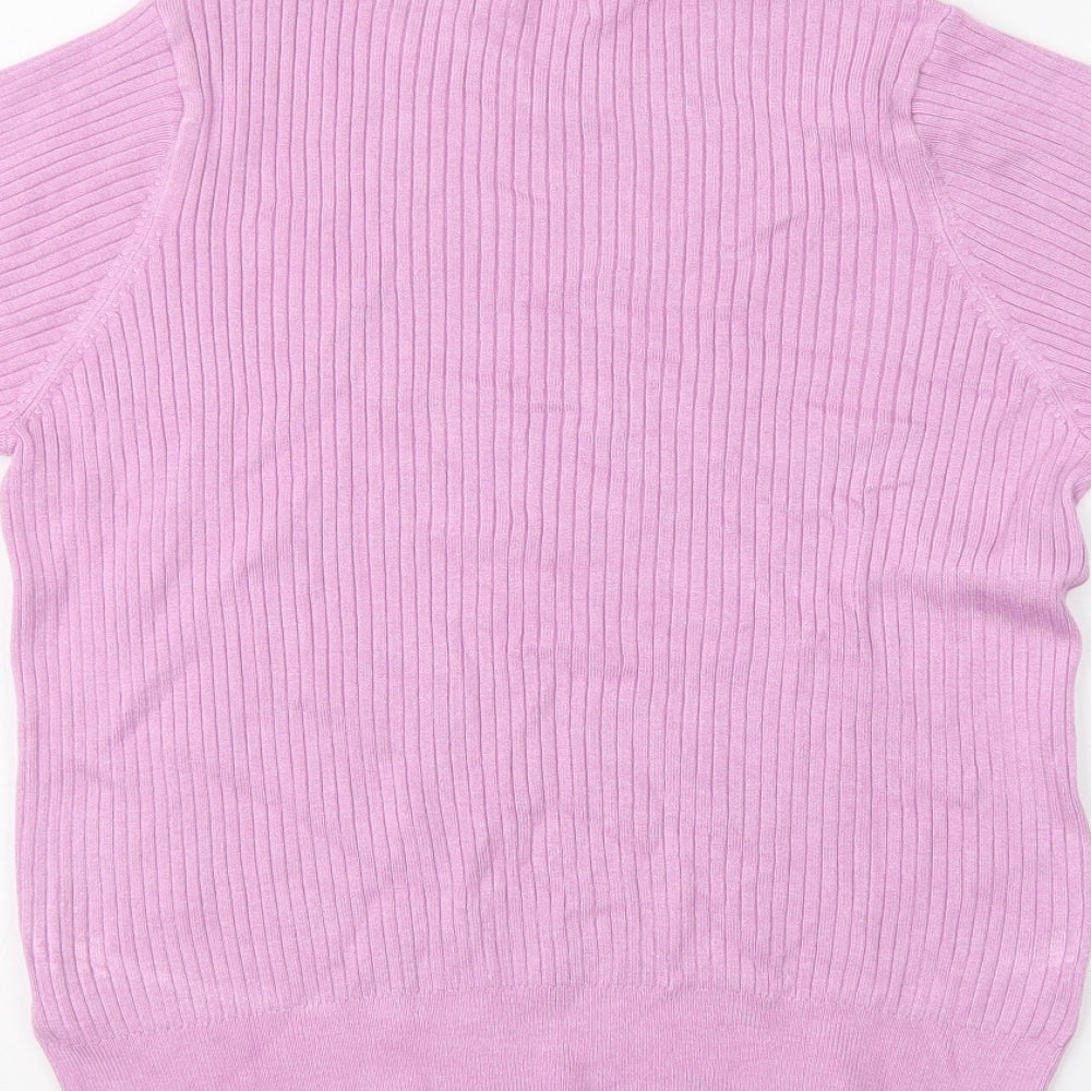 Marks & Spencer Womens Purple Crew Neck Viscose Pullover Jumper Size 14