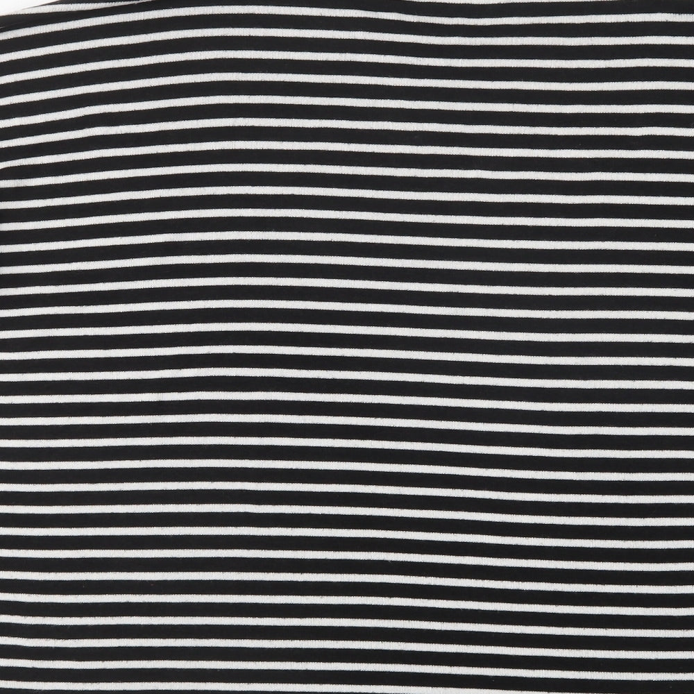 Mango Womens Black Crew Neck Striped Viscose Pullover Jumper Size S