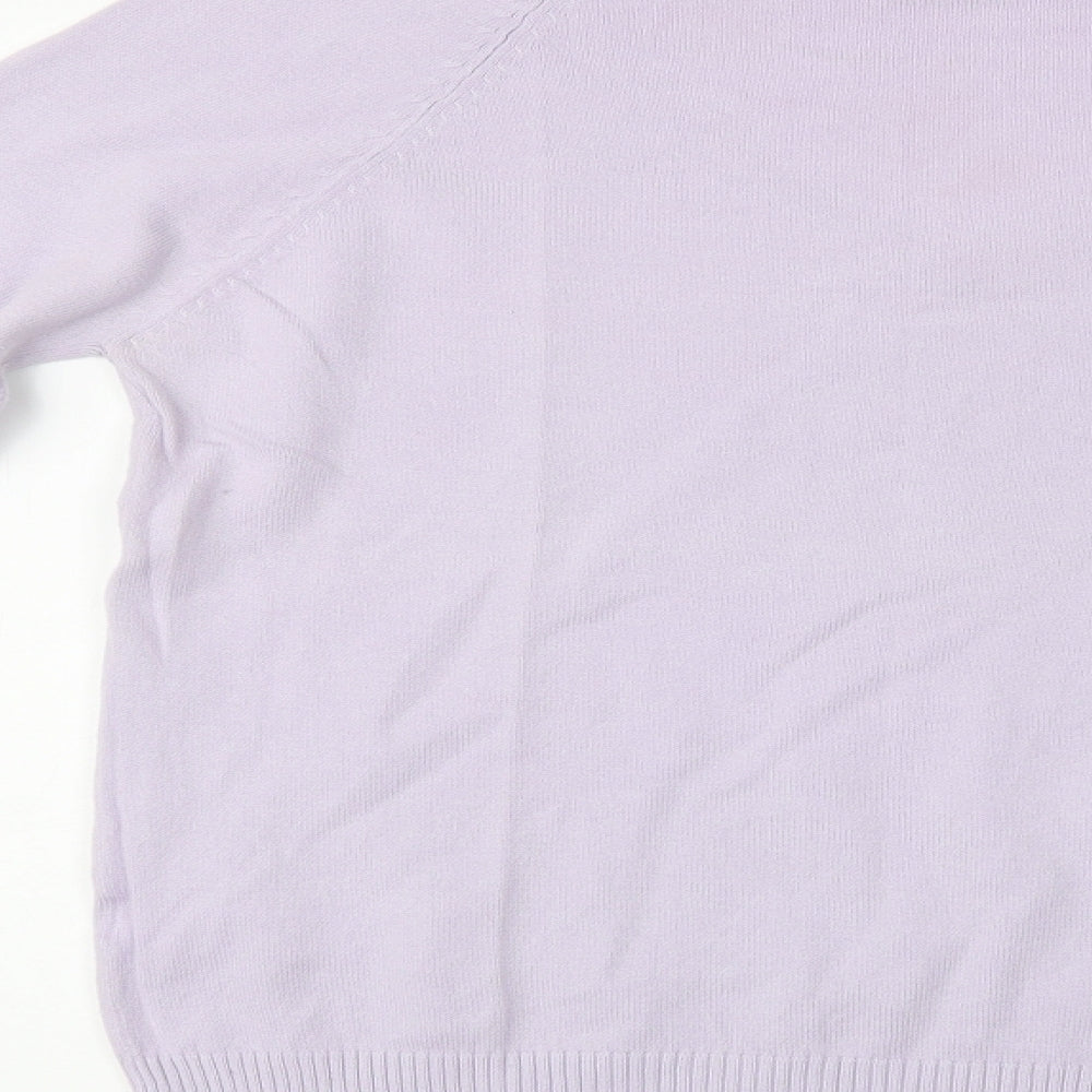 Preworn Womens Purple V-Neck Cotton Pullover Jumper Size L