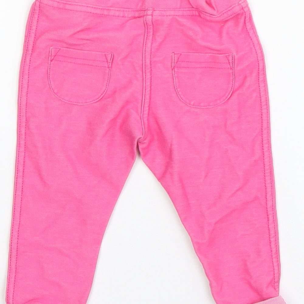 F&F Girls Pink Cotton Jogger Leggings Size 3-6 Months
