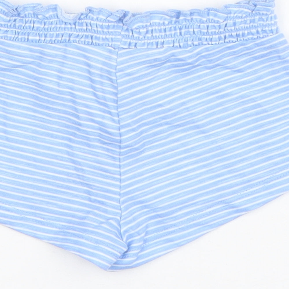 River Island Boys Blue Striped Cotton Cropped Trousers Size 3-6 Months Drawstring