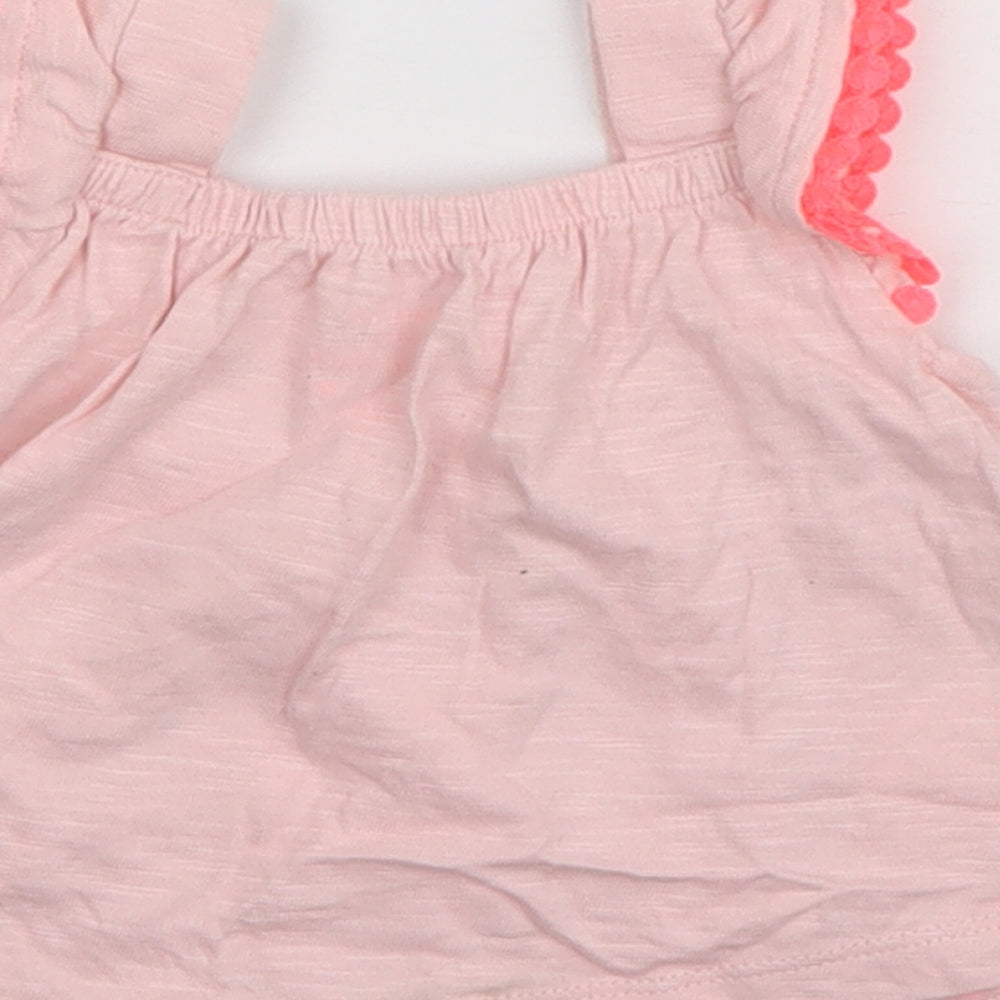 F&F Girls Pink Geometric Cotton Basic Tank Size 0-3 Months Square Neck Pullover