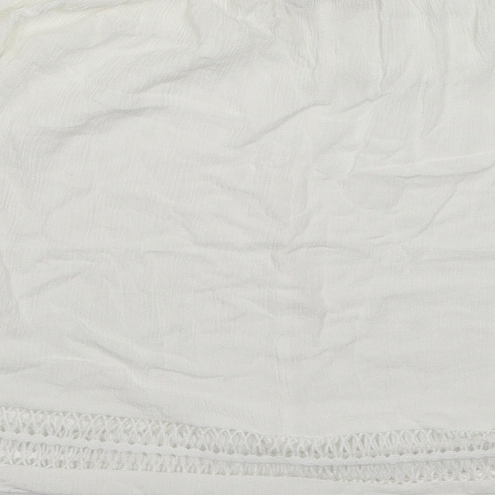 Mirumi Womens White Viscose Basic Blouse Size S Off the Shoulder