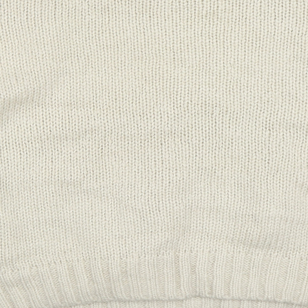 New Look Womens Beige Round Neck Acrylic Pullover Jumper Size M