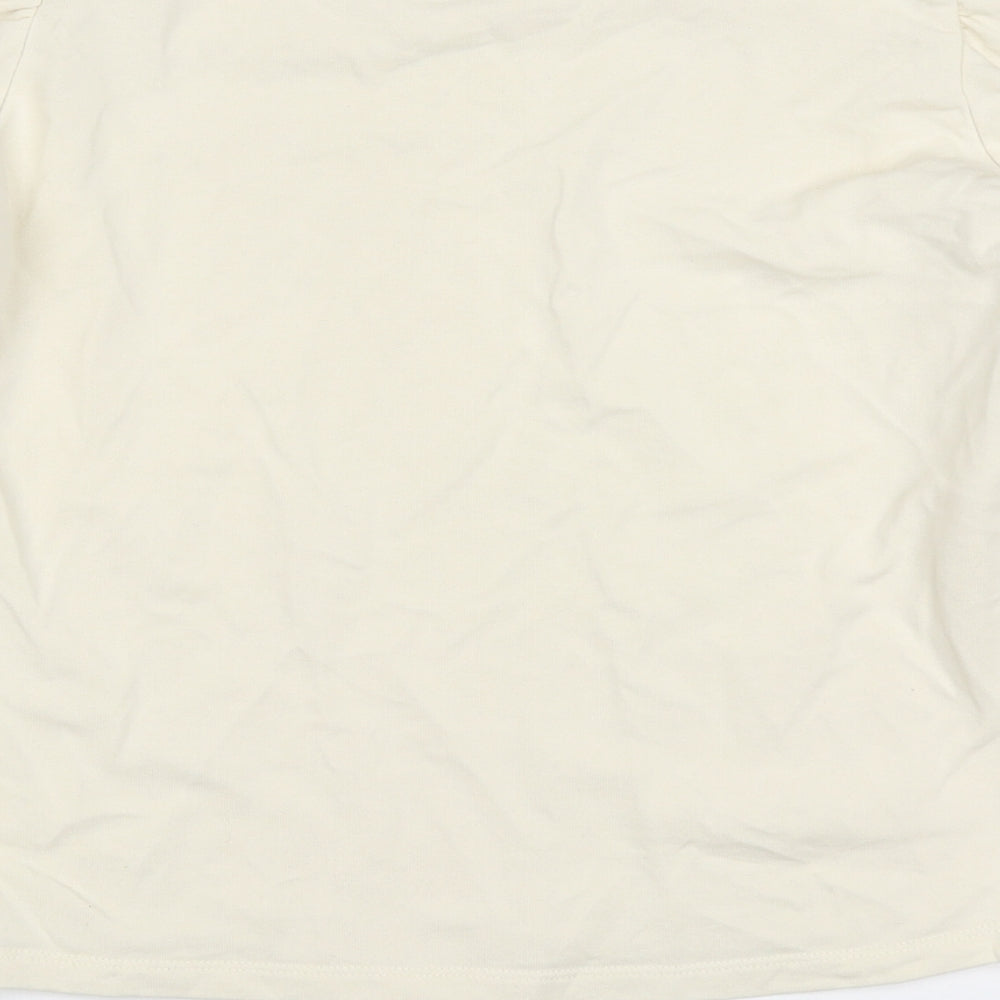 Monki Womens Beige Cotton Pullover Sweatshirt Size S Pullover