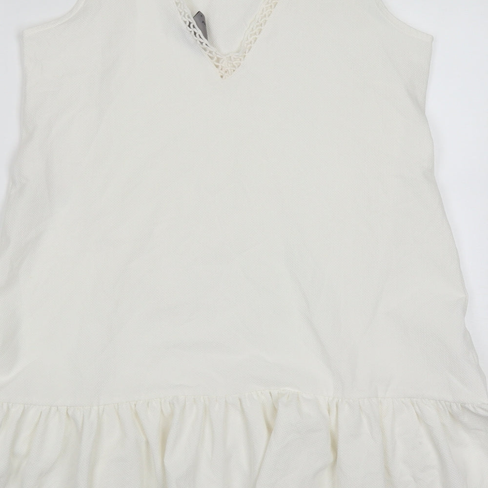 VERO MODA Womens White Polyester A-Line Size M Round Neck Pullover