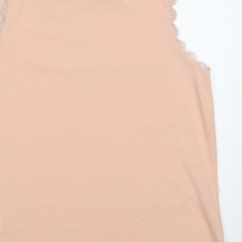 Topshop Womens Pink Polyester Basic Tank Size 10 Round Neck