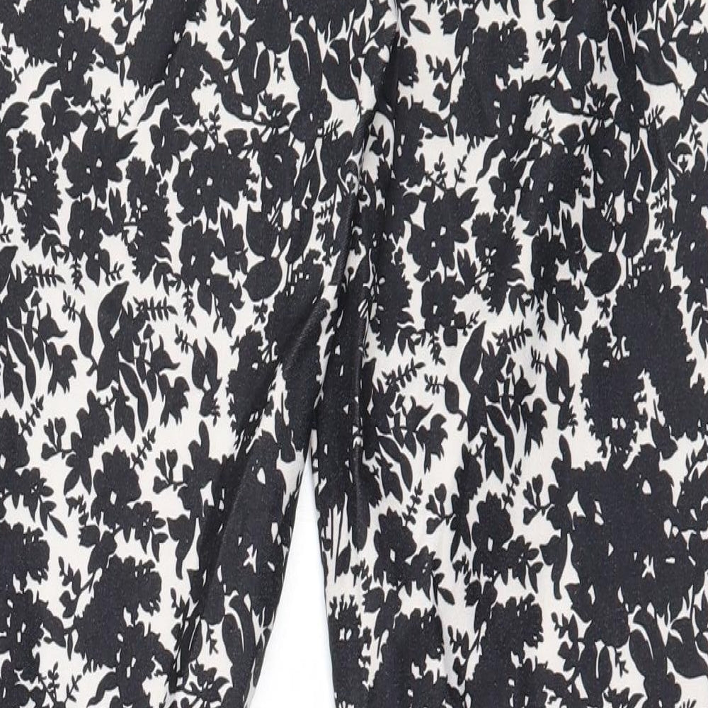 New Look Womens Black Floral Polyester Capri Trousers Size 8 L28 in Regular