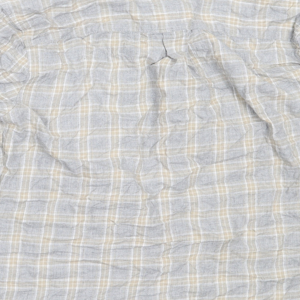 Hammond & Co Mens Grey Check Cotton Button-Up Size L Collared