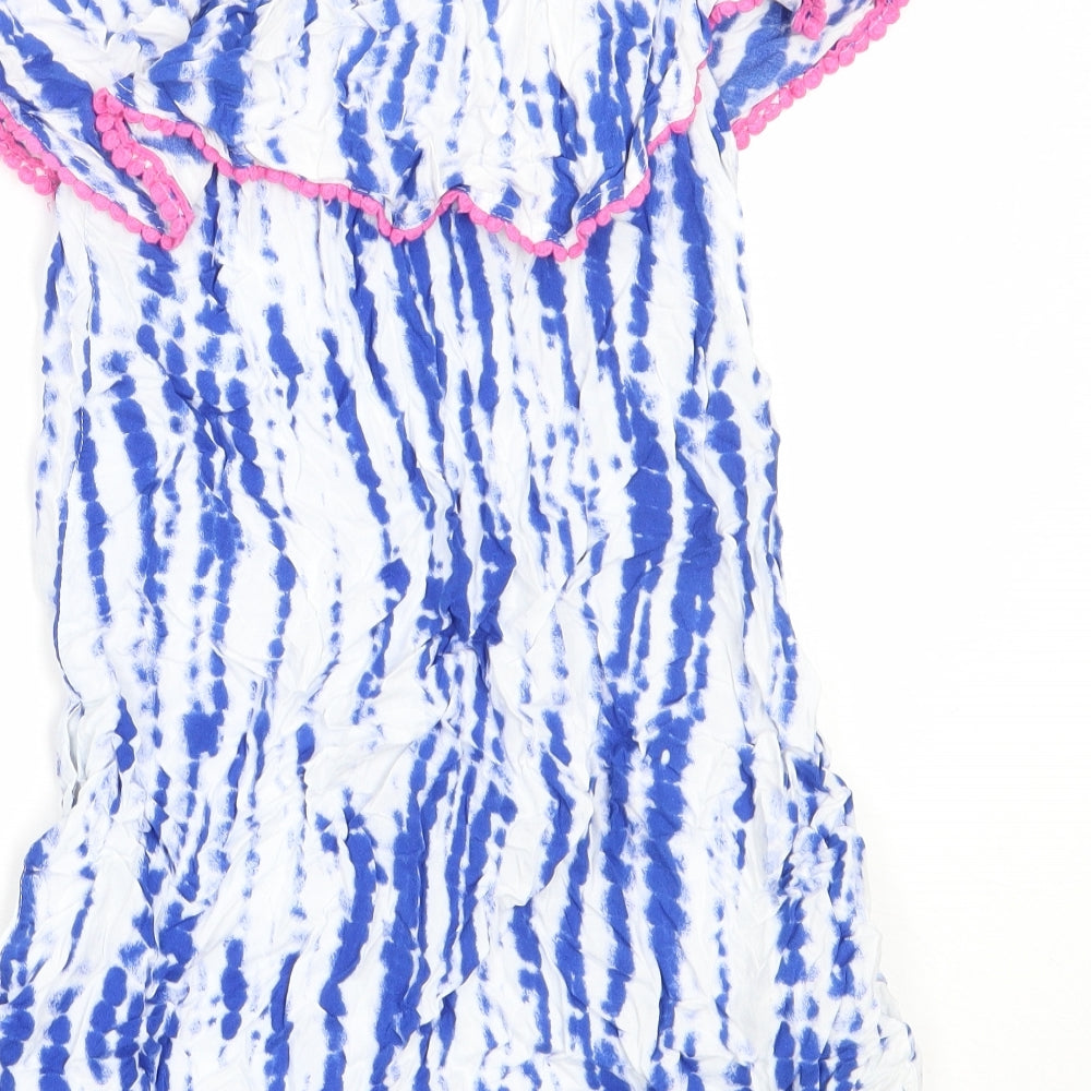 Candy Couture Girls Blue Viscose Shift Size 13 Years Off the Shoulder