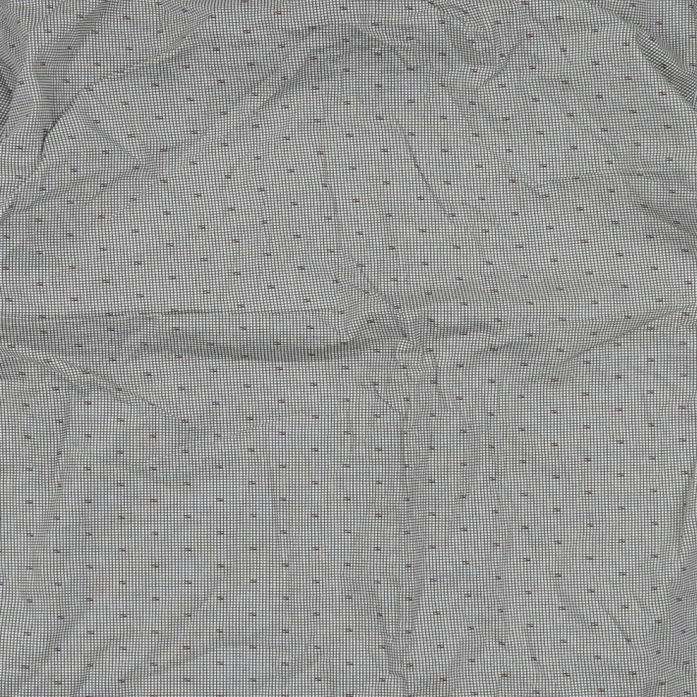 Marks and Spencer Mens Blue Geometric Cotton Button-Up Size S Collared Button