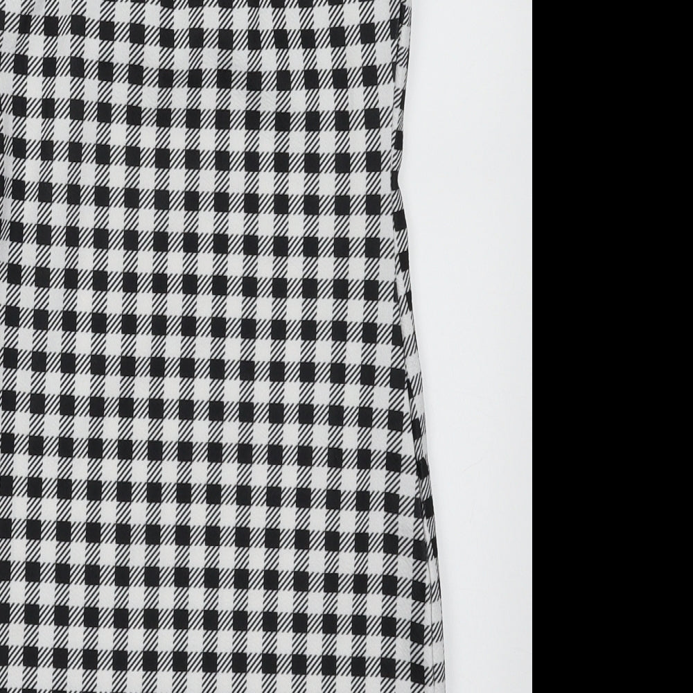 SheIn Womens White Check Polyester Bodycon Size XS Scoop Neck Pullover