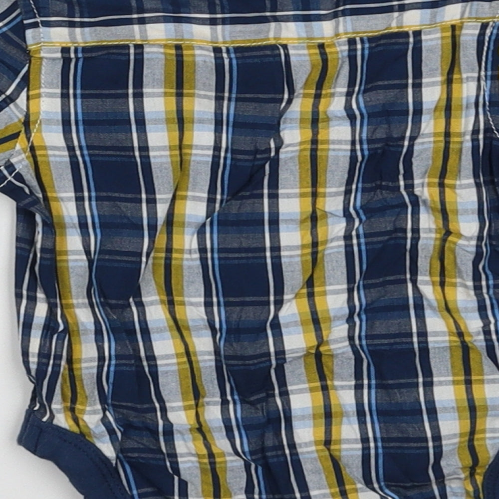 Mothercare Boys Black Check Cotton Basic Polo Size 0-3 Months Collared Button