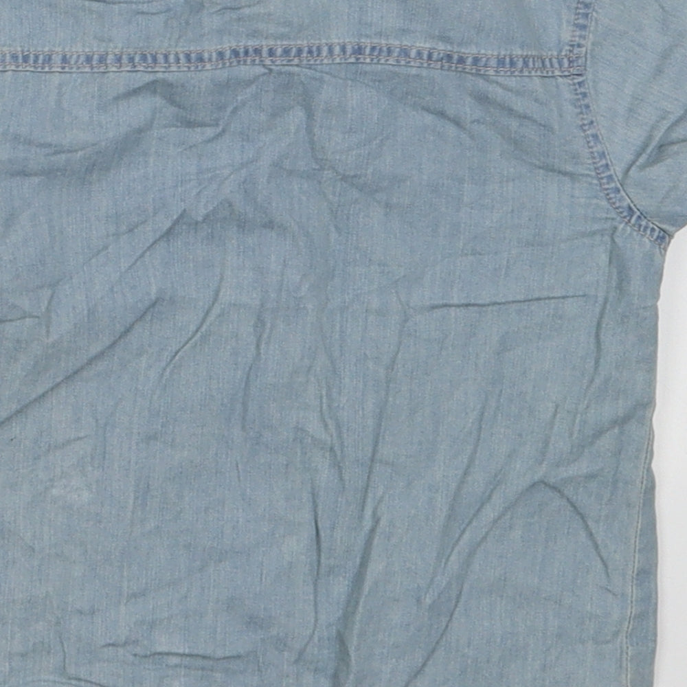 George Boys Blue Cotton Basic Button-Up Size 12-18 Months Collared Button