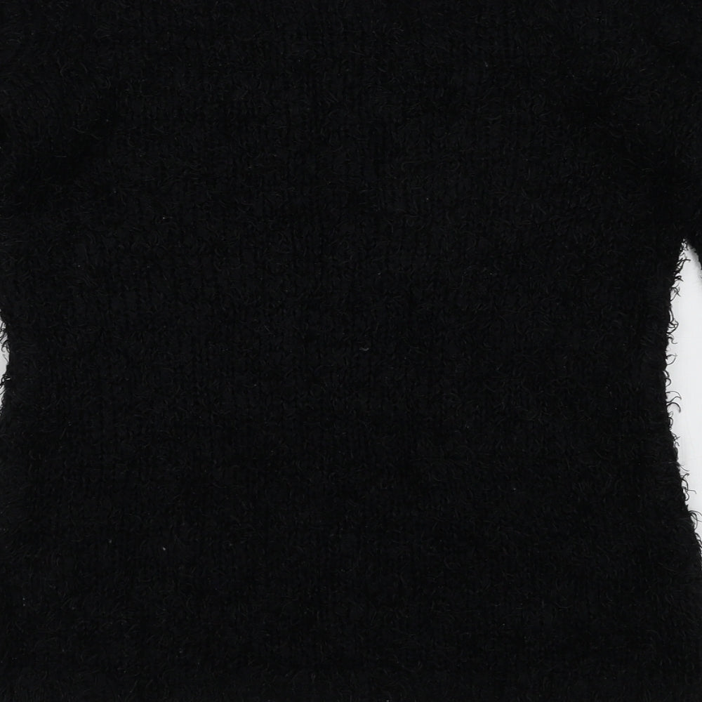 Brave Soul Womens Black Scoop Neck Polyester Pullover Jumper Size M