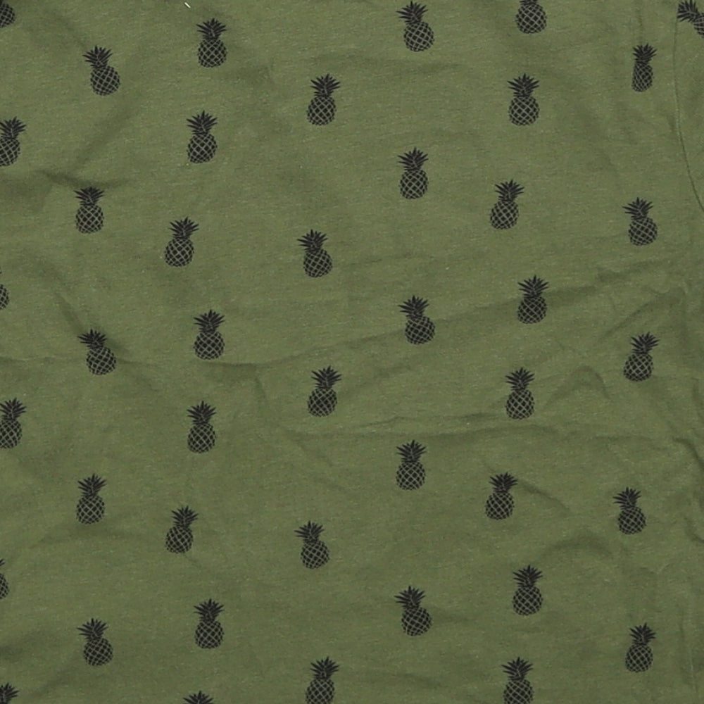 Primark Girls Green Geometric Cotton Basic T-Shirt Size 2-3 Years Crew Neck Pullover - be kind be cool