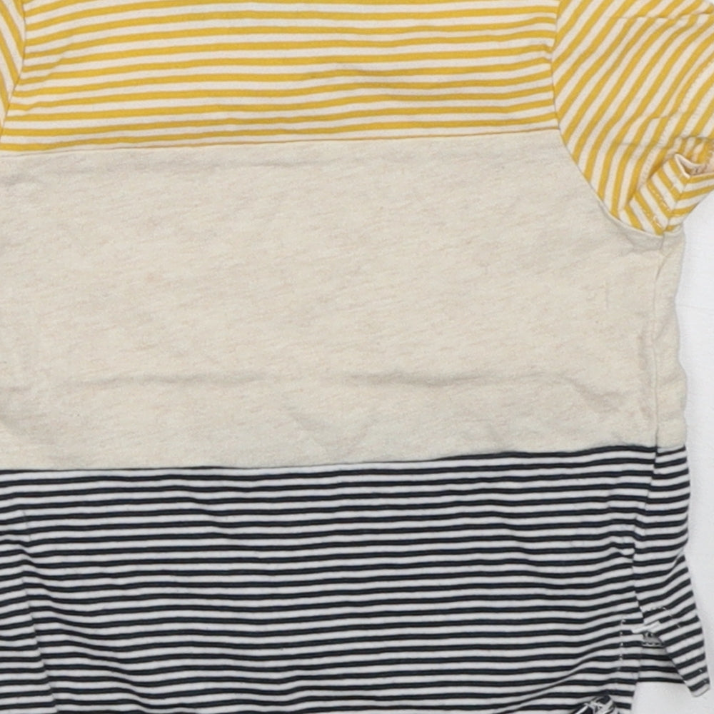 Nutmeg Boys Yellow Striped Cotton Basic T-Shirt Size 3-6 Months Crew Neck Pullover
