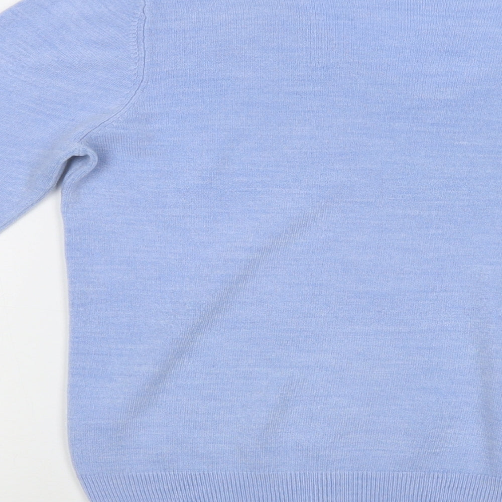 BHS Womens Blue V-Neck Acrylic Pullover Jumper Size 10
