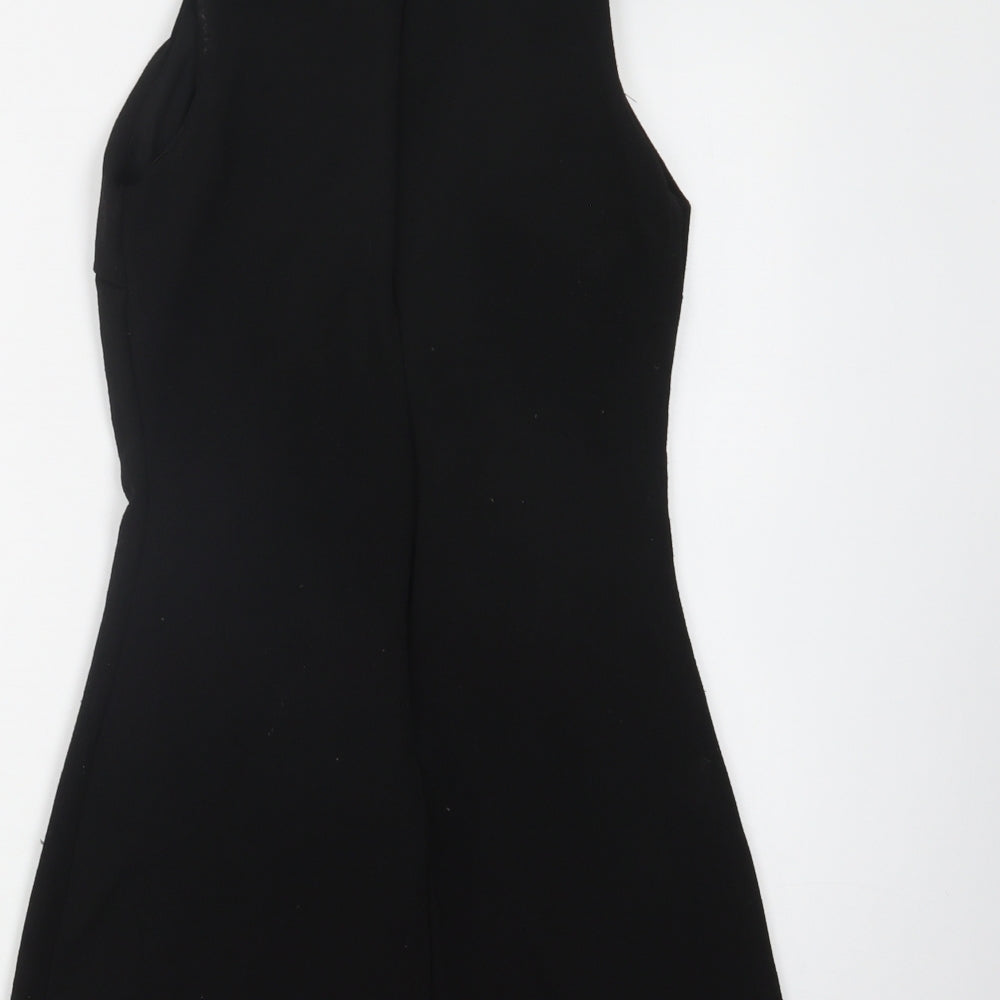 Boohoo Womens Black Polyester Shift Size 6 Mock Neck Zip