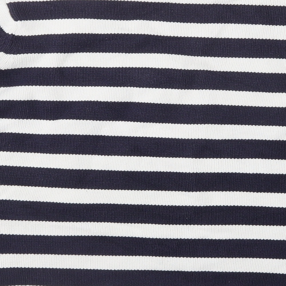 Essentials Womens Blue Crew Neck Striped Cotton Pullover Jumper Size 18