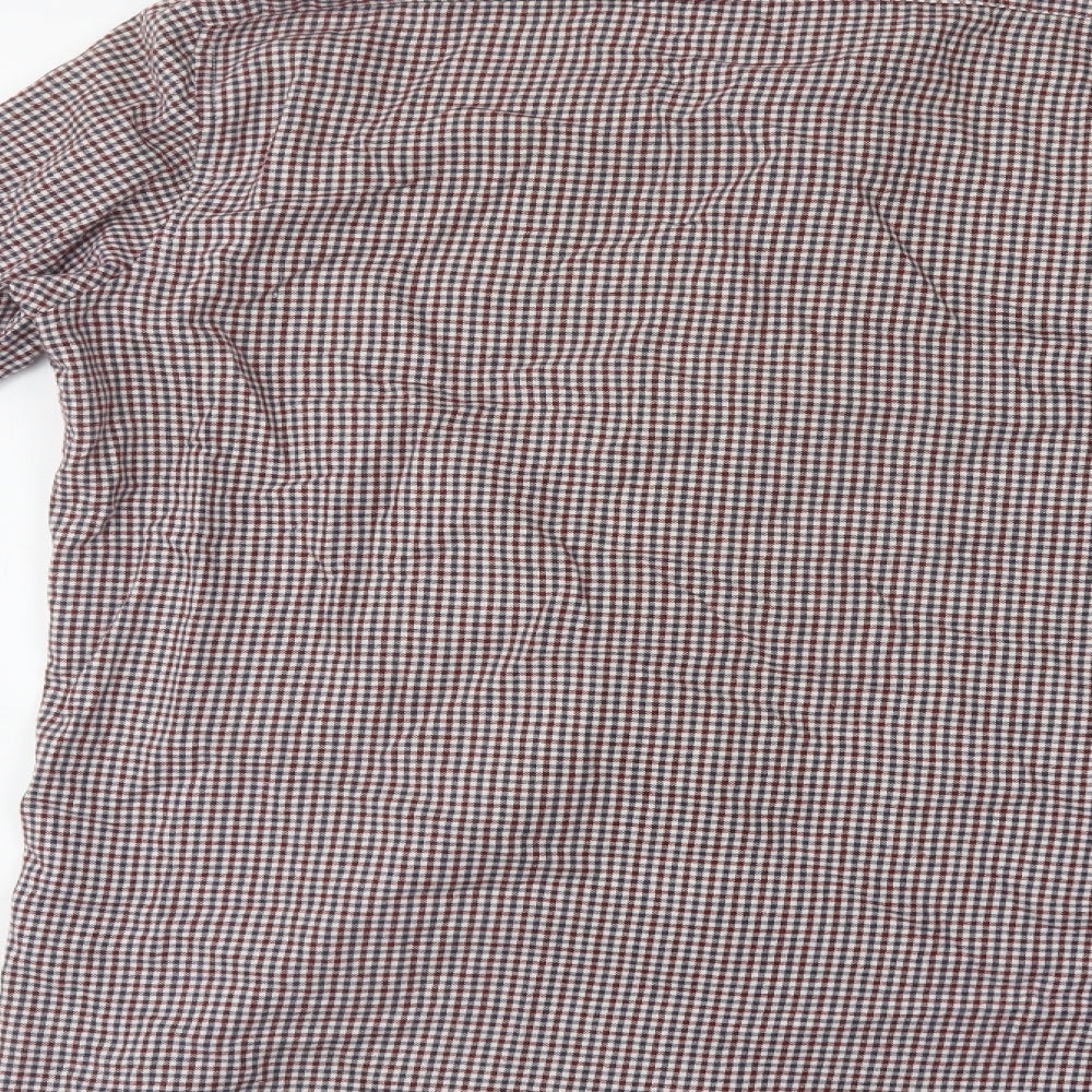 Matalan Mens Red Check Cotton Button-Up Size 15 Collared Button