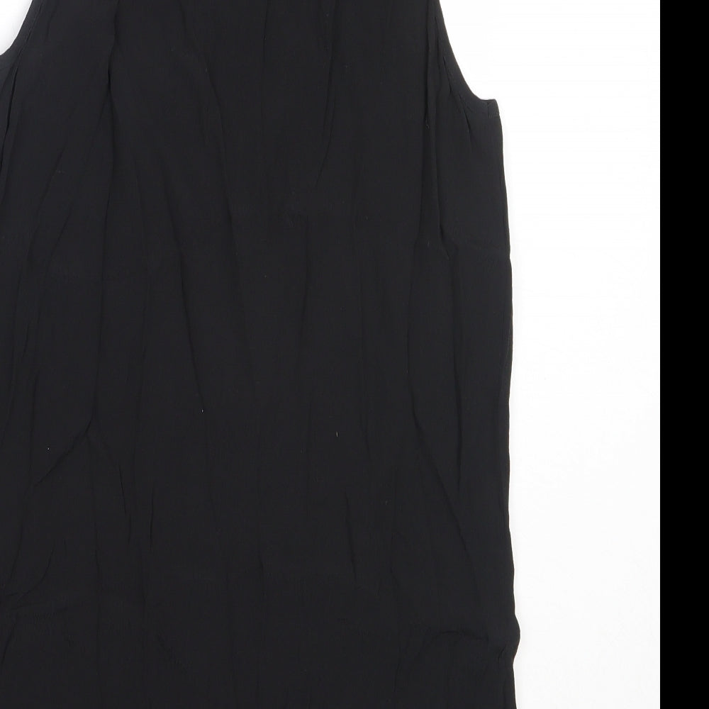 New Look Womens Black Viscose Basic Blouse Size 10 Round Neck